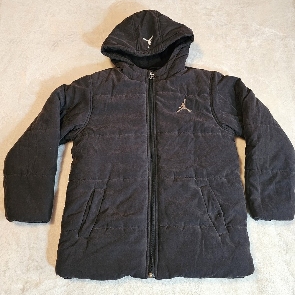 Jordon Boys Gray Black Boys Puffer Jacket Size M (12/14)